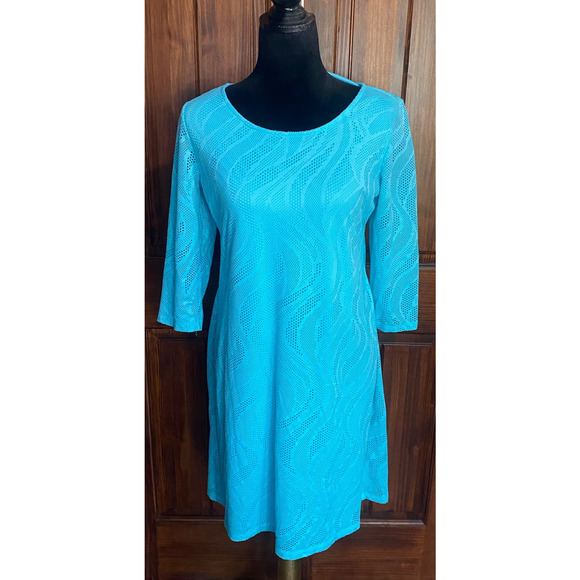 Dana Buchman Light Ocean Blue Spring/Summer Dress, Size Large - Picture 3 of 4
